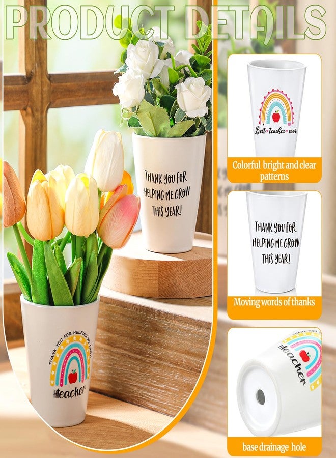 Skybooly 6 Pcs Back to School Teacher Gifts Thank You Gifts for Women Boho Rainbow White Ceramic Flower Plant Containers Bulk Table Decorations for Teacher Appreciation Week Birthday(Flower Pot) - Image 5